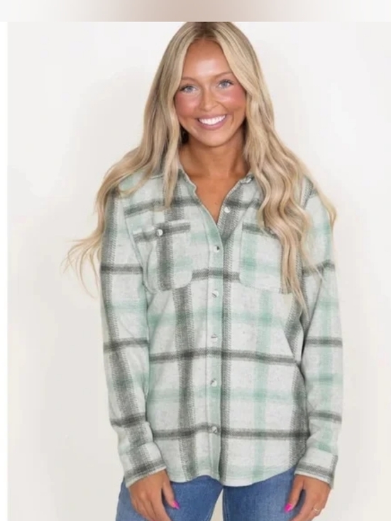 Thread & Supply Tops - Thread & Supply Plaid Flannel Shacket Green Womens Size Medium